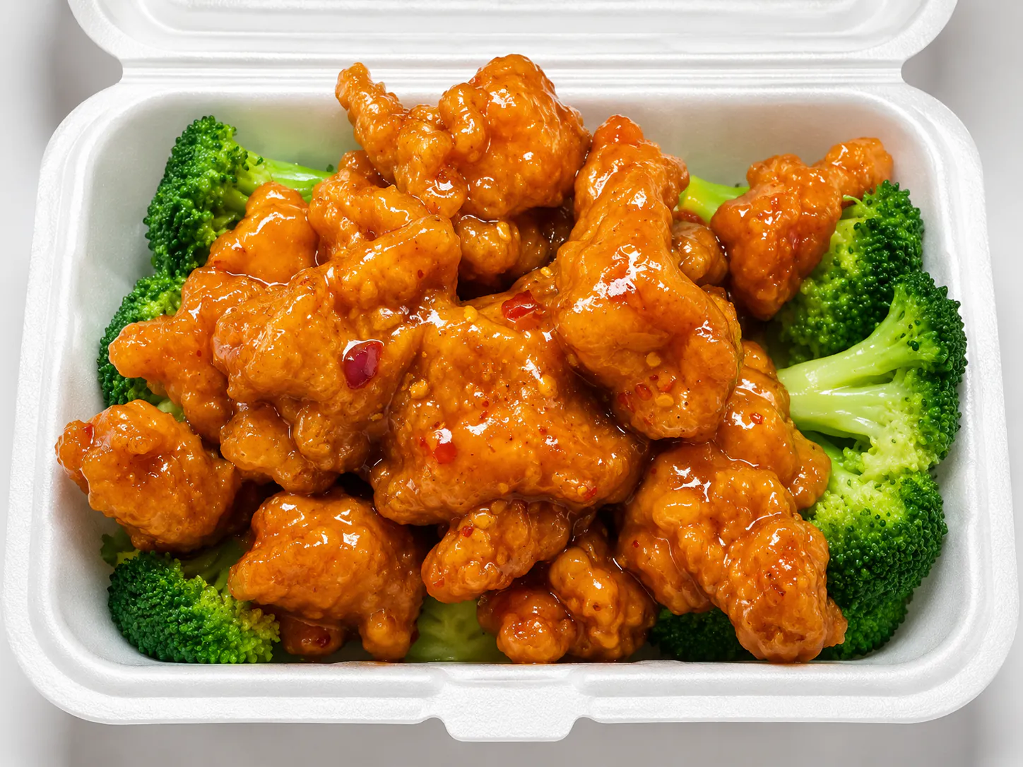 Orange Chicken with Broccoli at Jade Garden, Chinese Restaurant in Manchester